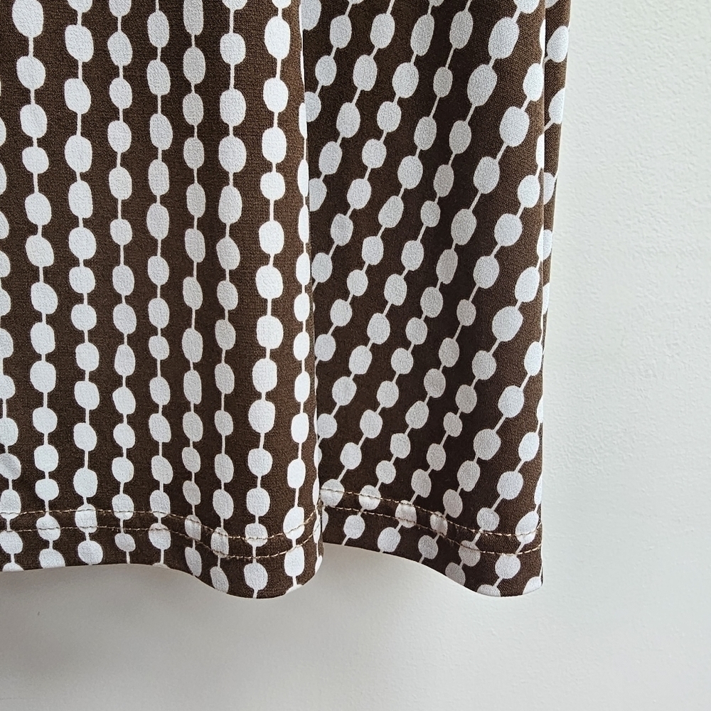 Cartise Dress Fit and Flare Fitted Brown and White Polkadot Dress, Size Medium - Picture 6 of 11